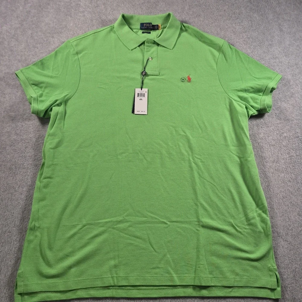 Polo Ralph Lauren Classic Fit Green Solid Short Sleeve Polo Shirt Men's XXL
